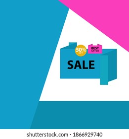 Sale 50% off Best Offer Label Discount Vector Template Design Illustration