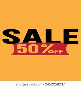 sale 50% OFF Discount Banner. Discount offer price tag. Special offer sale red label. Vector Modern Sticker Illustration. Isolated Background	
