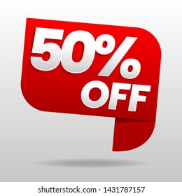 Sale 50% off. Discount or special offer. Advertising campaign. Stock vector illustration.