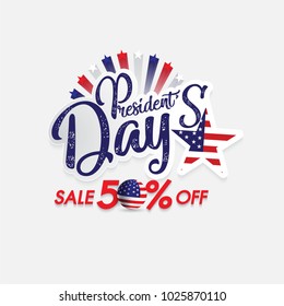 Sale 50% Off. Happy President's Day. Vector Illustration.