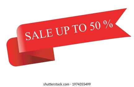 Sale Up To 50 Off lettering. sales banner templates, posters, signs, stickers. Big sale, discount, discount up to 50%. Vector illustration. Store label. vector illustration.