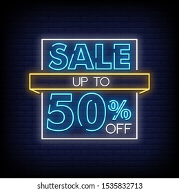 Sale up to 50% off Neon Signs Style Text Vector