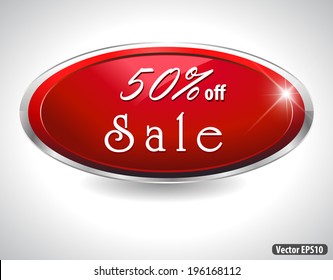 sale, 50 off sale - Red and silver Badge in Vector eps10 form