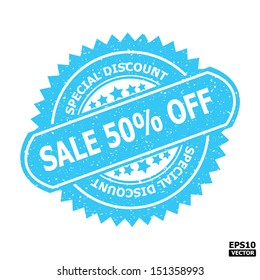 Sale 50% off rubber stamp sign.-eps10 vector