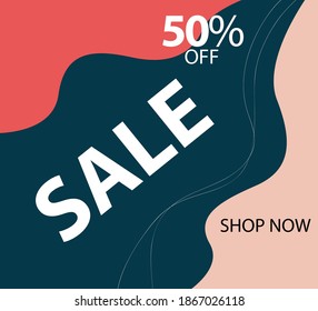 Sale 50% off Shop Now Label Discount Vector Template Design Illustration
