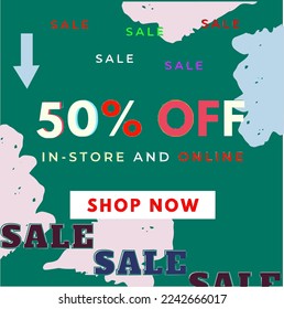 Sale up to 50$ off Shopping day Poster or banner,sales banner template design for social media and website. Special Offer Sale campaign or promotion.