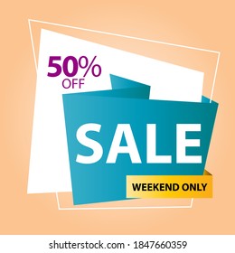 Sale 50% Off Weekend Only Vector Template Design Illustration