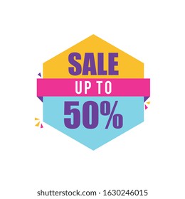 Sale Up To 50 Percent Badge With Ribbon