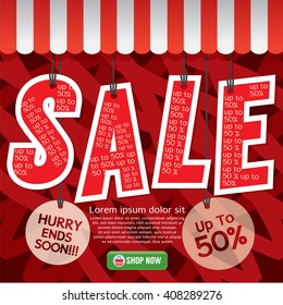 Sale Up To 50 Percent Banner Vector Illustration