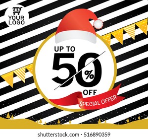 Sale up to 50 percent off, Black and white background, background for flyer, poster, promotions coupon, discount, marketing, web, banner, Template background, Vector EPS10.
