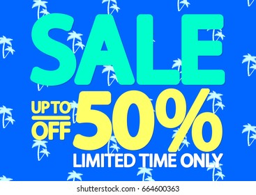 Sale up to 50 percent off, poster design template, vector illustration