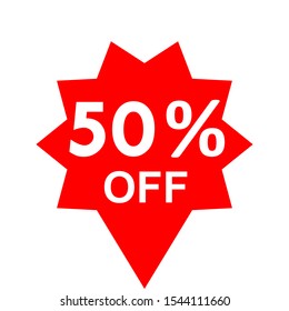 Sale - 50 percent off - red tag isolated - vector illustration