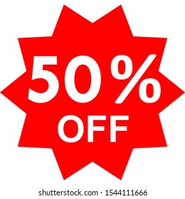 Sale - 50 percent off - red tag isolated - vector illustration