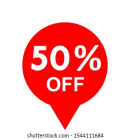 Sale - 50 percent off - red tag isolated - vector illustration