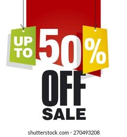 Sale Up To 50 Percent Off Red Background