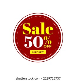 sale 50 percent off shop now tag,sticker ,badge vector eps red and yellow color