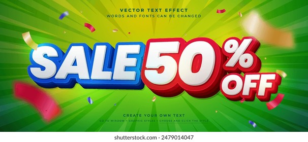 Sale 50 percent off text effect, Vector graphic style