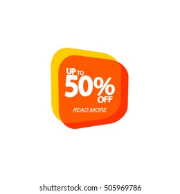 Sale, Up to 50 percent, speech bubble banner, element design template, app icon, vector 