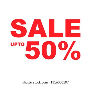 Sale up to 50% in red simple flat design for sale banner discount promotion