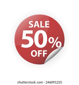 sale 50% red sticker vector icon