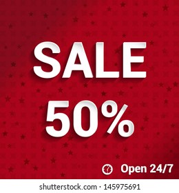 Sale 50% template paper | sales abstract design | low prices | shopping icon