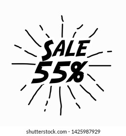 sale 55%, beautiful background with sunburst theme