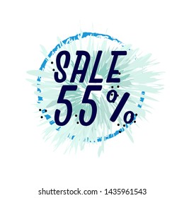 sale 55%, beautiful greeting card background or banner with frozen theme. design illustration