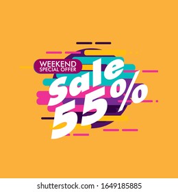 sale 55%, beautiful greeting card background or template banner with abstract colour for sport theme. vector design illustration
