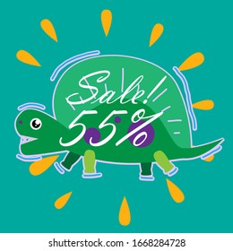 sale 55%, beautiful greeting card background or template banner with dinosaur theme. vector design illustration