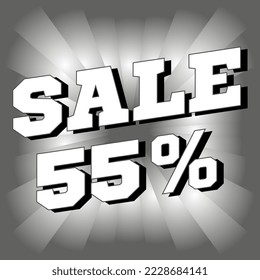 Sale 55 percent off banner. Vector illustration.