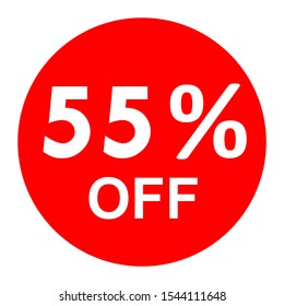 Sale - 55 percent off - red tag isolated - vector illustration