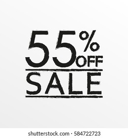 Sale 55 percent price off. Discount tag. Sales concept in vintage style. Vector illustration.
