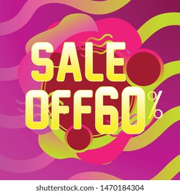 sale 60%, beautiful greeting card background or banner with violet theme. design illustration