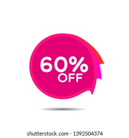 sale 60%, discount label for ramadan or muslim event with pink background