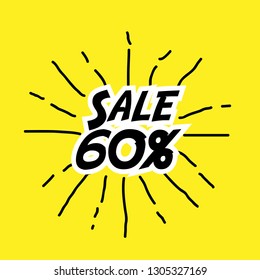 sale 60%, label with yellow