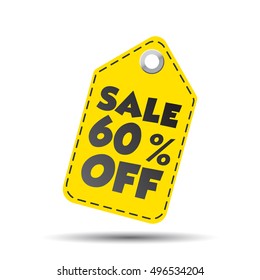 Sale 60% off hang tag. Vector illustration