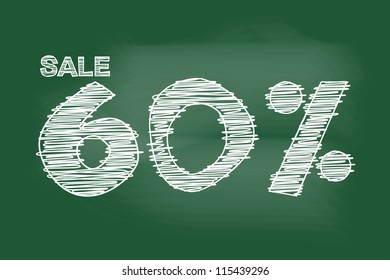 sale 60 percent drawing on blackboard