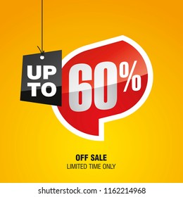 Sale up to 60 percent off isolated speech sticker icon