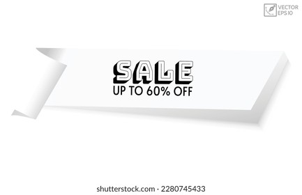 Sale up to 60 percent off paper design handwritten and display tipography lettering white background banner.