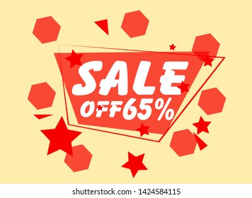sale 65%, beautiful red label for summer
