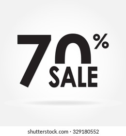 Sale 70% and discount price sign or icon. Sales design template. Shopping and low price symbol. Vector illustration.