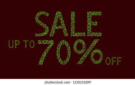 Sale up to 70%. Modern. Sings vector. Triangle design.