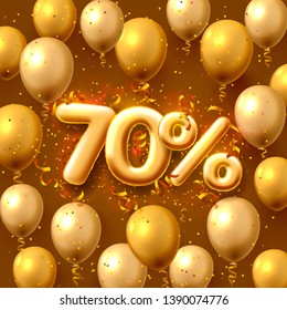Sale 70 off ballon number on the red background. Vector illustration