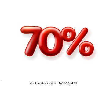 Sale 70 off ballon number on the white background. Vector illustration