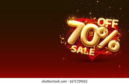 Sale 70 off ballon number on the red background. Vector illustration