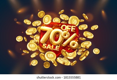 Sale 70 off ballon number on the red background. Vector illustration