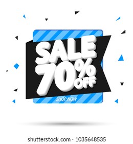 Sale 70% off, banner design template, app icon, discount tag, vector illustration 