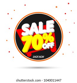 Sale 70% off, banner design template, app icon, discount tag, vector illustration 