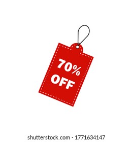 Sale 70% off banner red ribon.