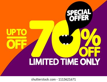 Sale up to 70% off, poster design template, special offer, vector illustration